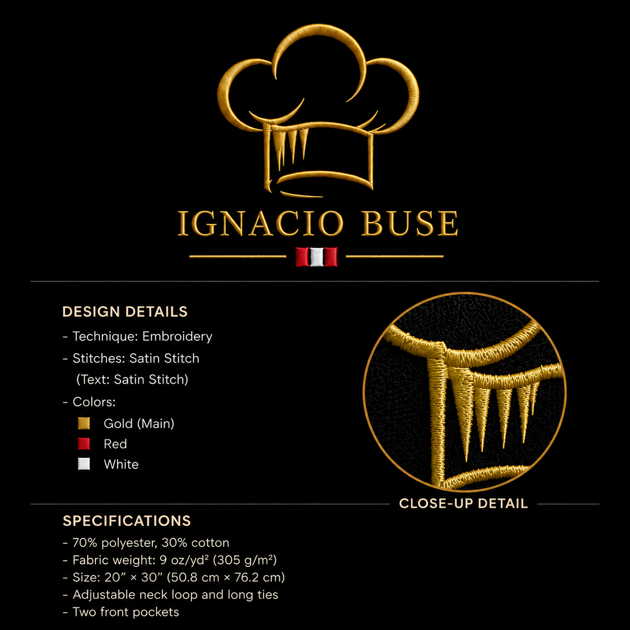 Ignacio Buse Signature Embroidered Apron